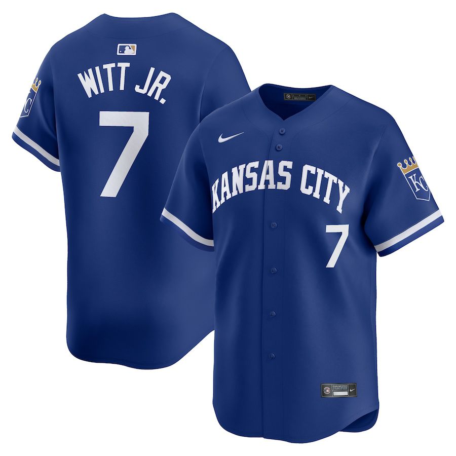 Men Kansas City Royals 7 Bobby Witt Jr. Nike Royal Alternate Limited Player MLB Jersey